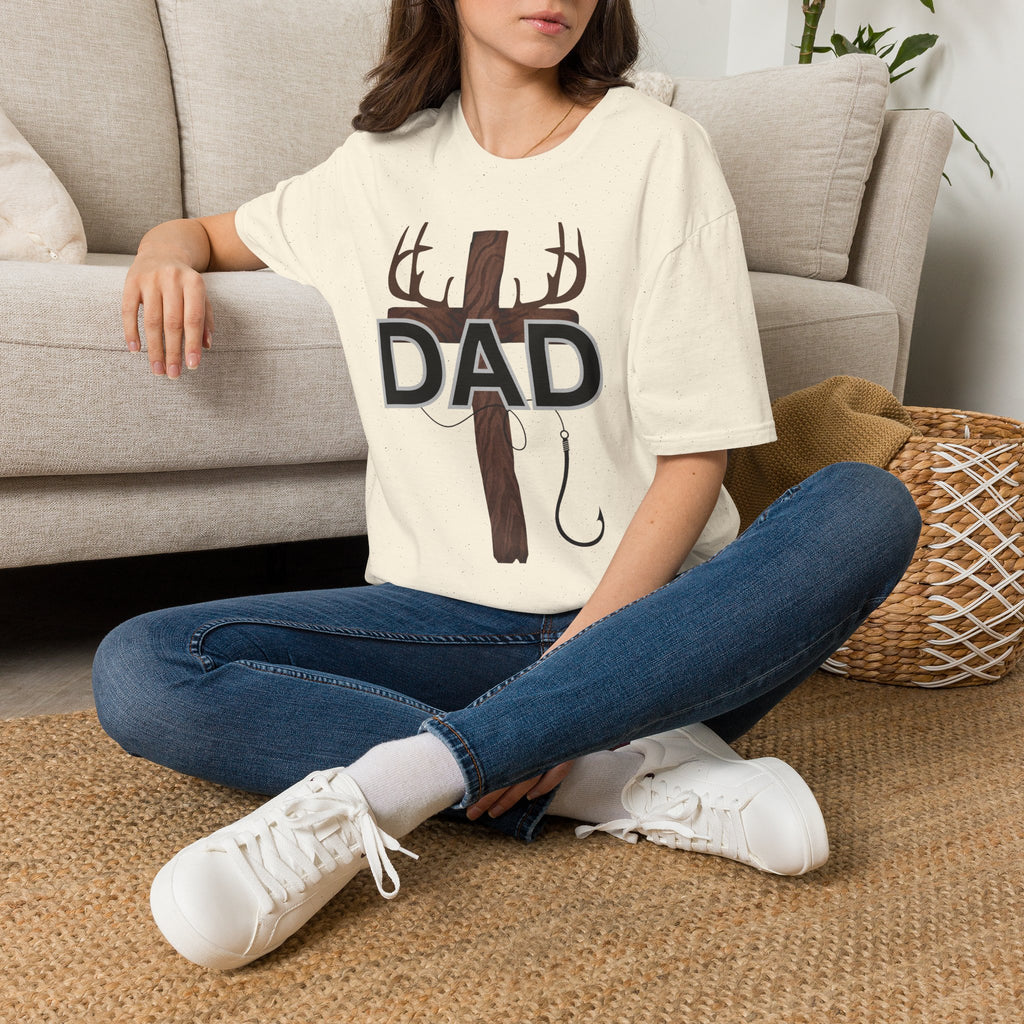Dad Cross Antler T-Shirt — Rustic Christian Father’s Day Tee