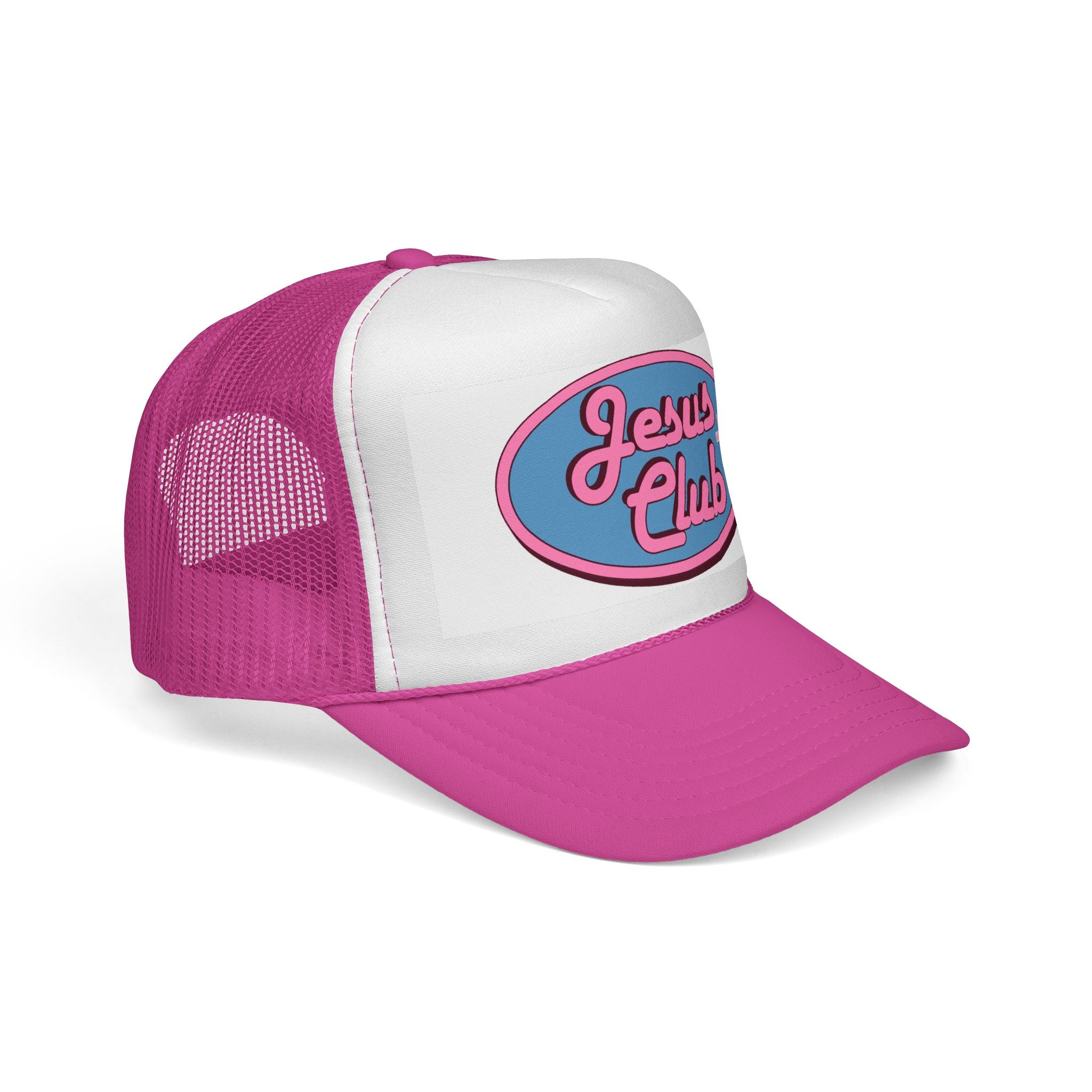 Jesus Club Trucker Cap | Retro Script Cross Patch