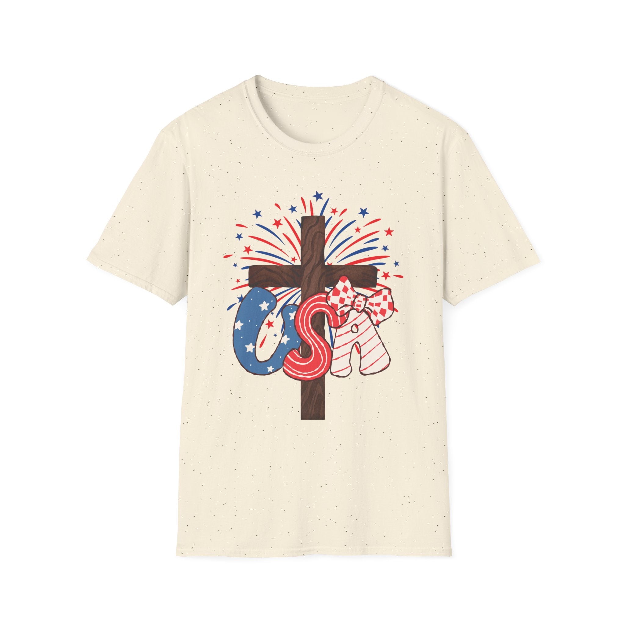 Patriotic Cross T-Shirt – God Bless America 4th of July Tee