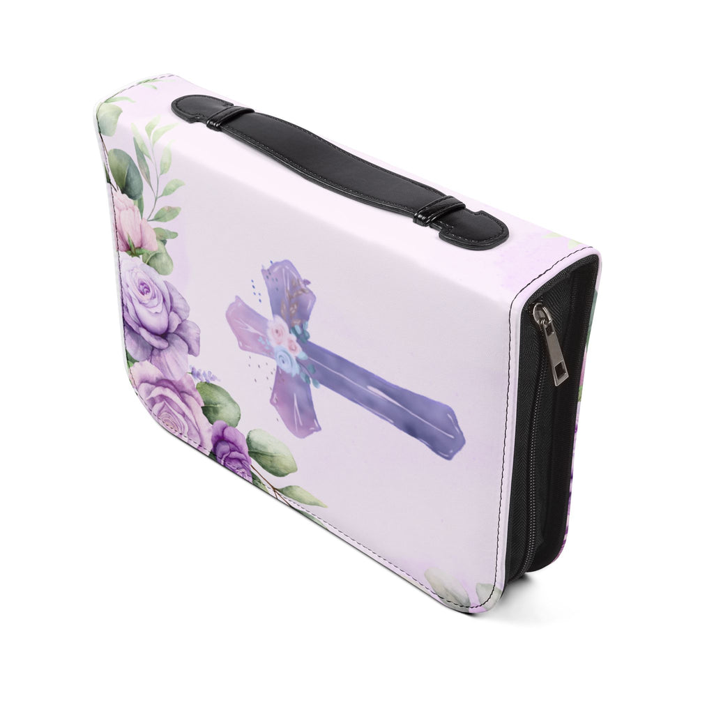 For We Walk By Faith Not By Sight Bible Cover | Floral Cross Scripture