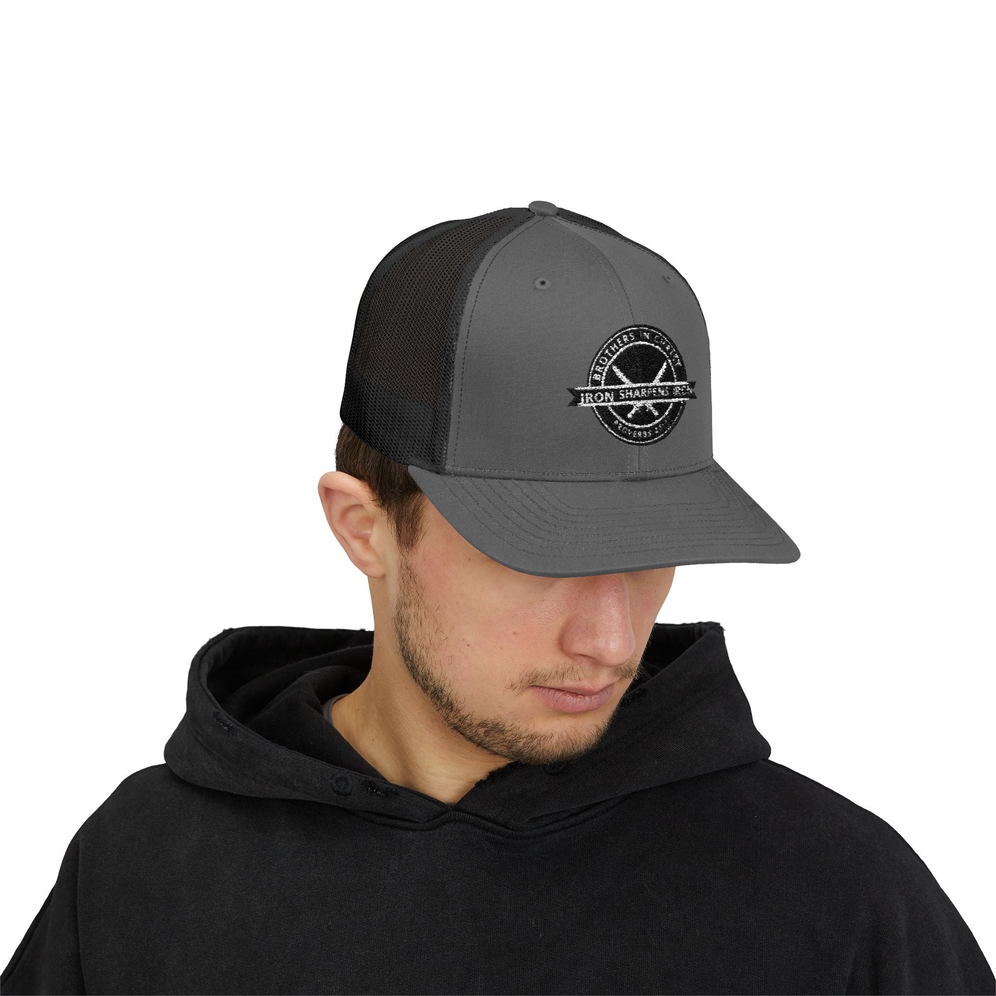 Iron Sharpens Iron Snapback Trucker Cap | Distressed Logo Patch
