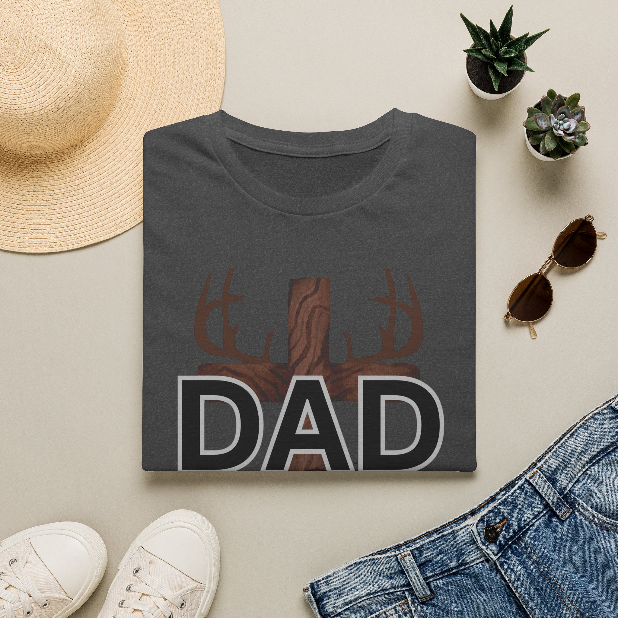 Dad Cross Antler T-Shirt — Rustic Christian Father’s Day Tee
