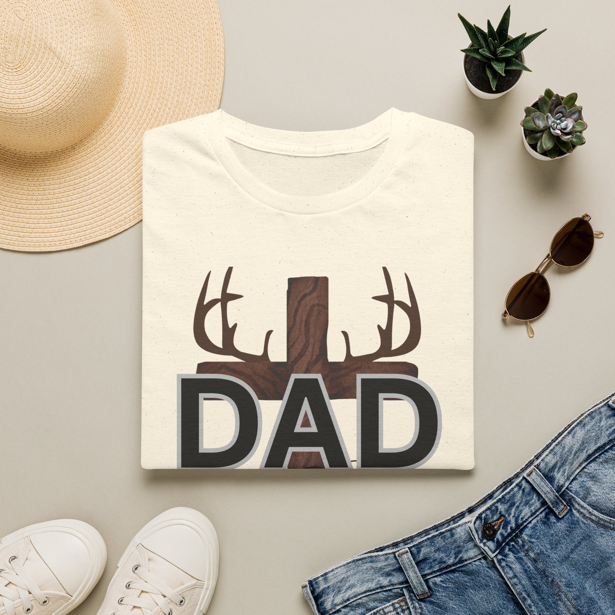 Dad Cross Antler T-Shirt — Rustic Christian Father’s Day Tee