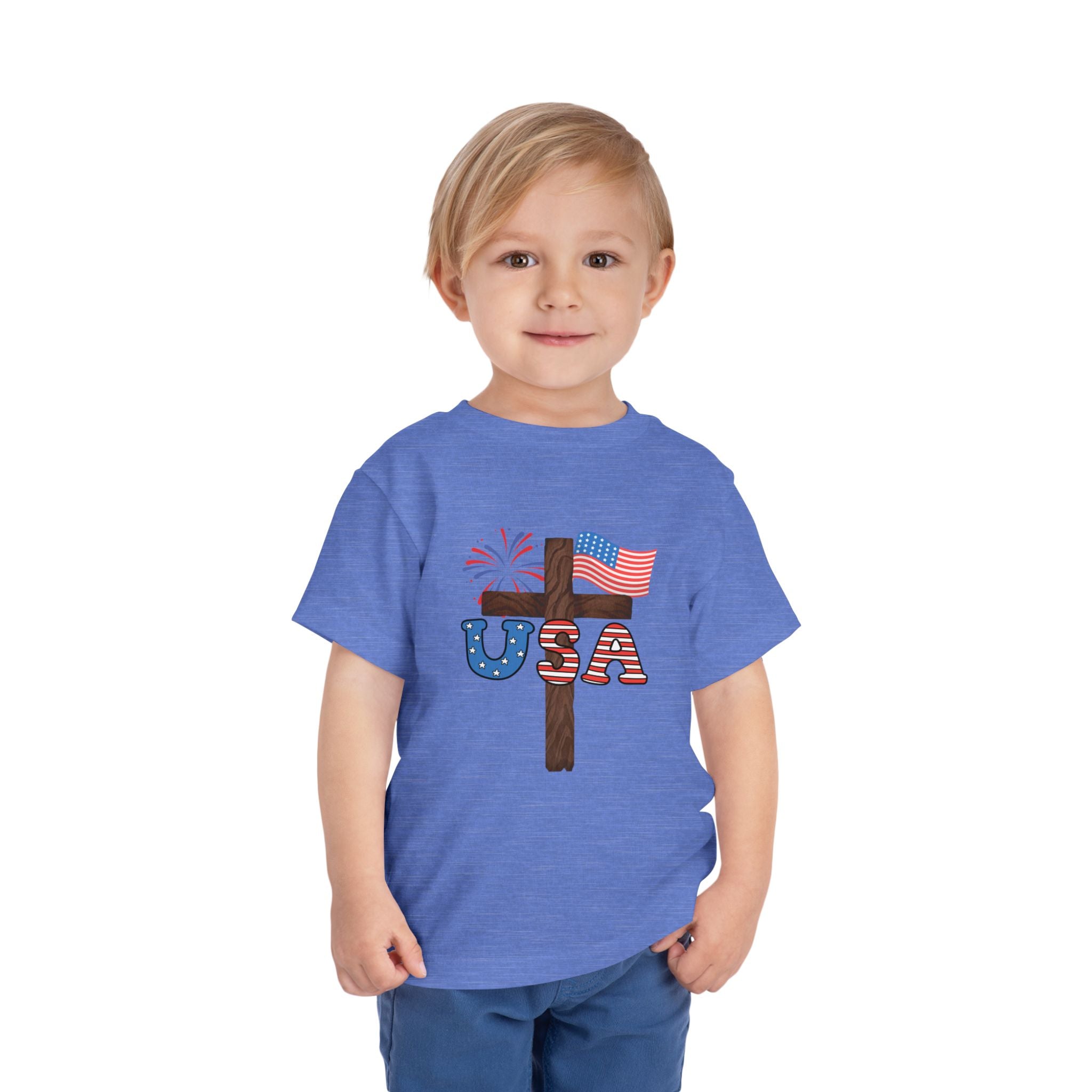 Toddler Tee — USA Cross Flag Patriotic 4th of July Shirt