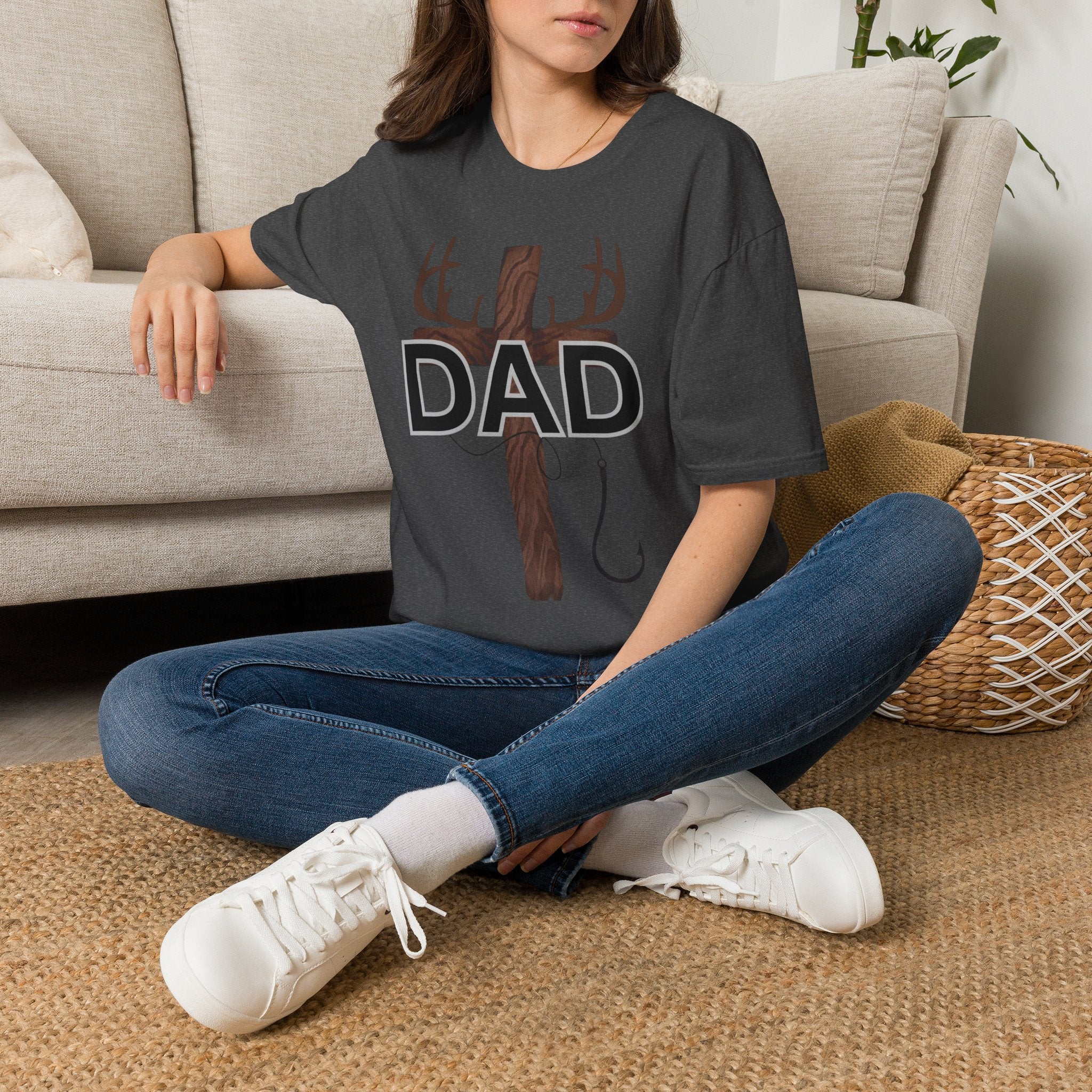 Dad Cross Antler T-Shirt — Rustic Christian Father’s Day Tee