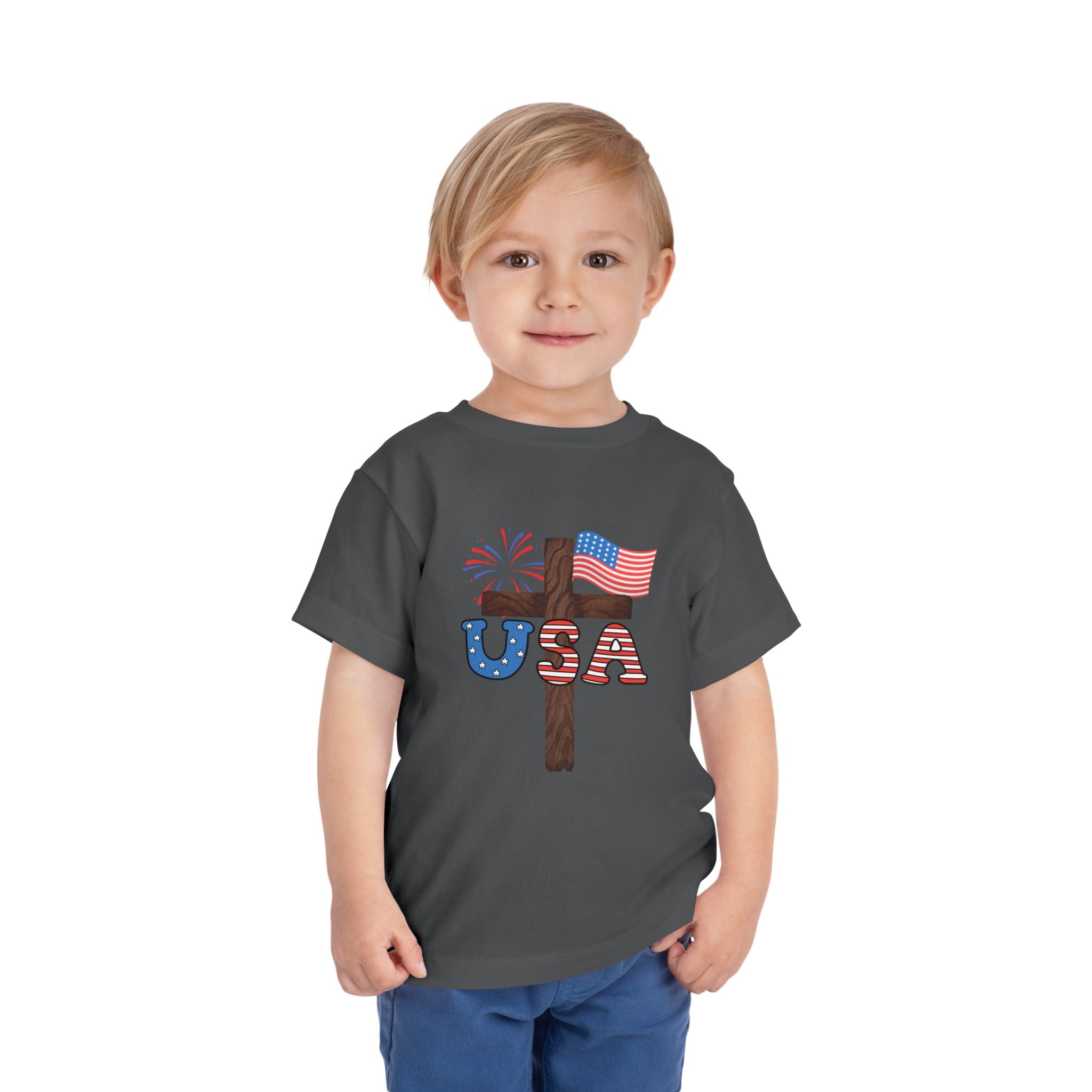Toddler Tee — USA Cross Flag Patriotic 4th of July Shirt