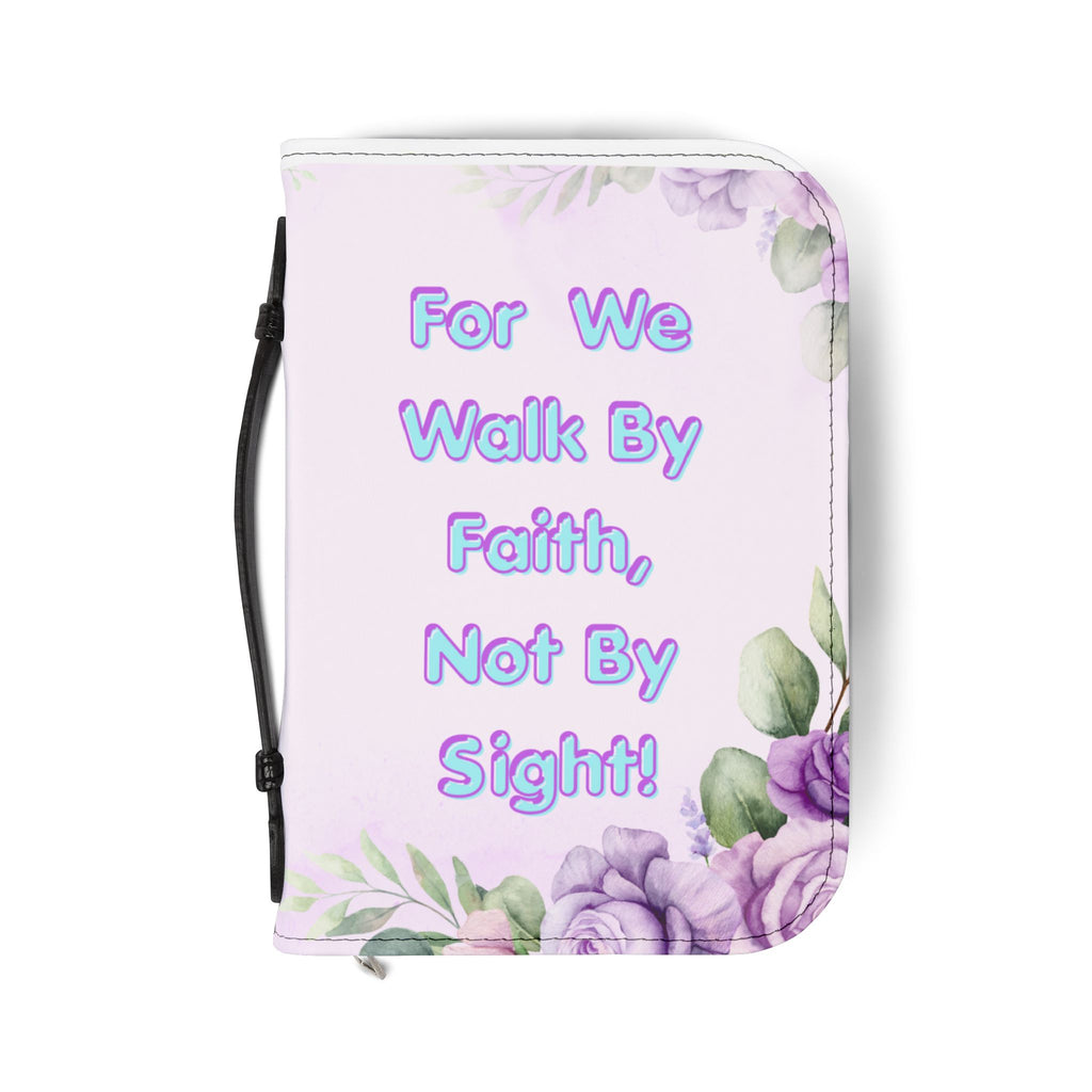 For We Walk By Faith Not By Sight Bible Cover | Floral Cross Scripture