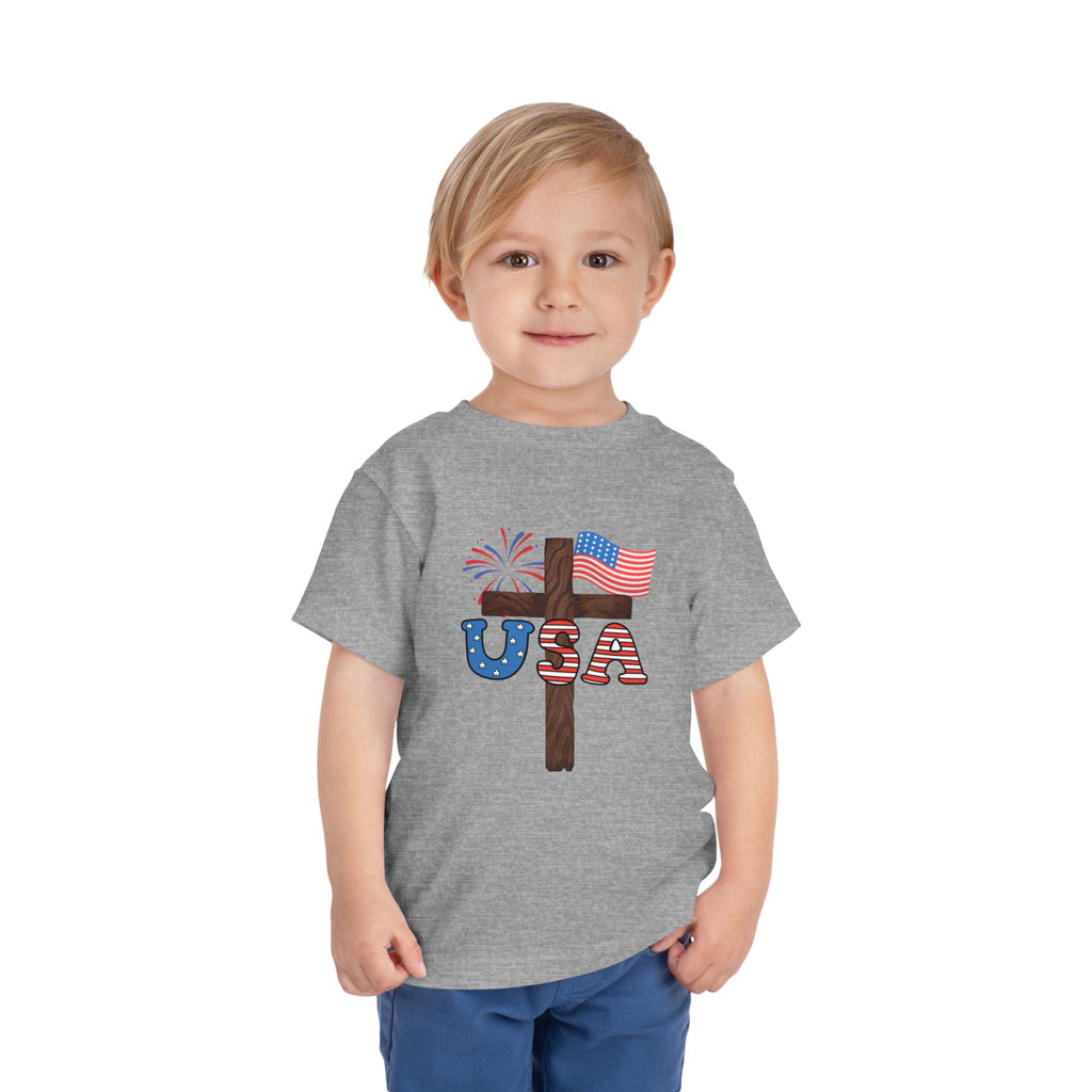 Toddler Tee — USA Cross Flag Patriotic 4th of July Shirt