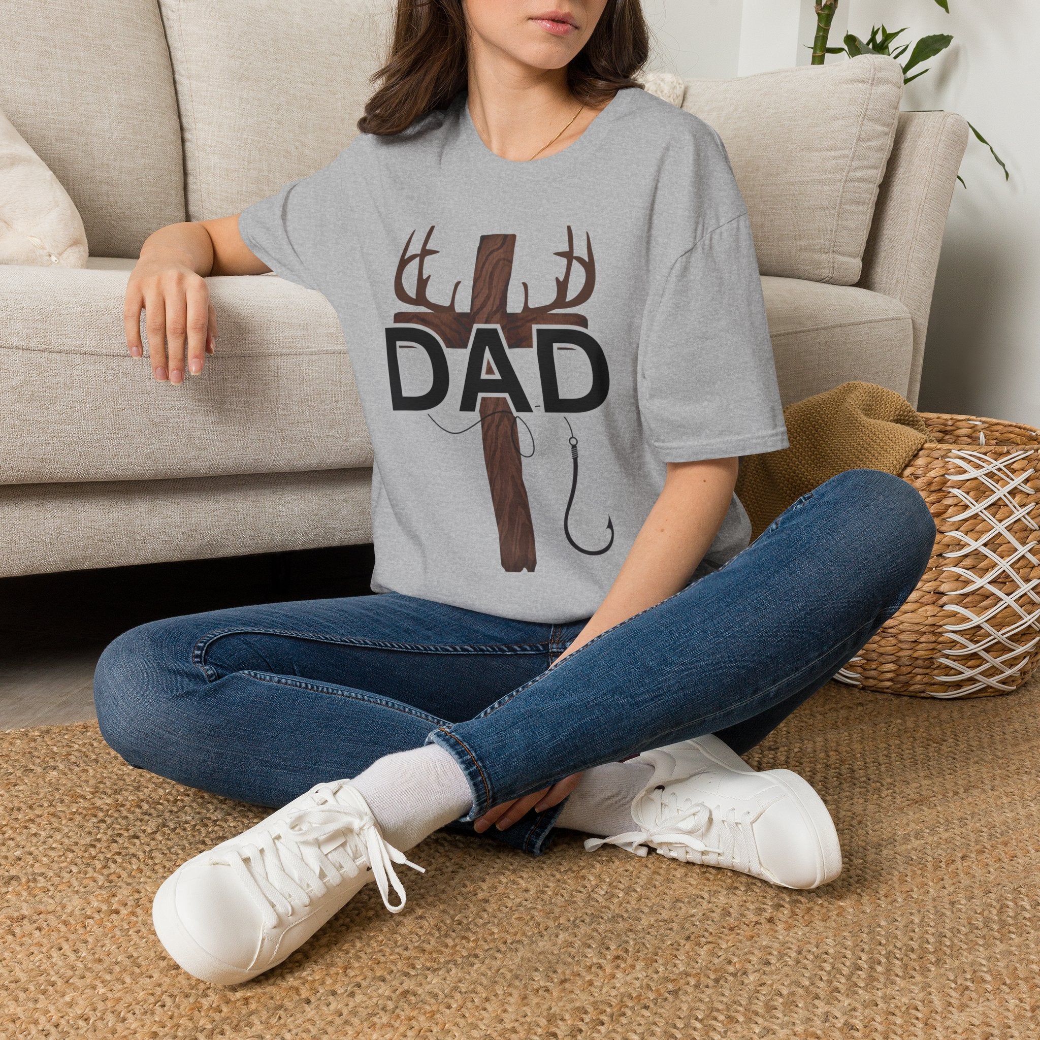 Dad Cross Antler T-Shirt — Rustic Christian Father’s Day Tee
