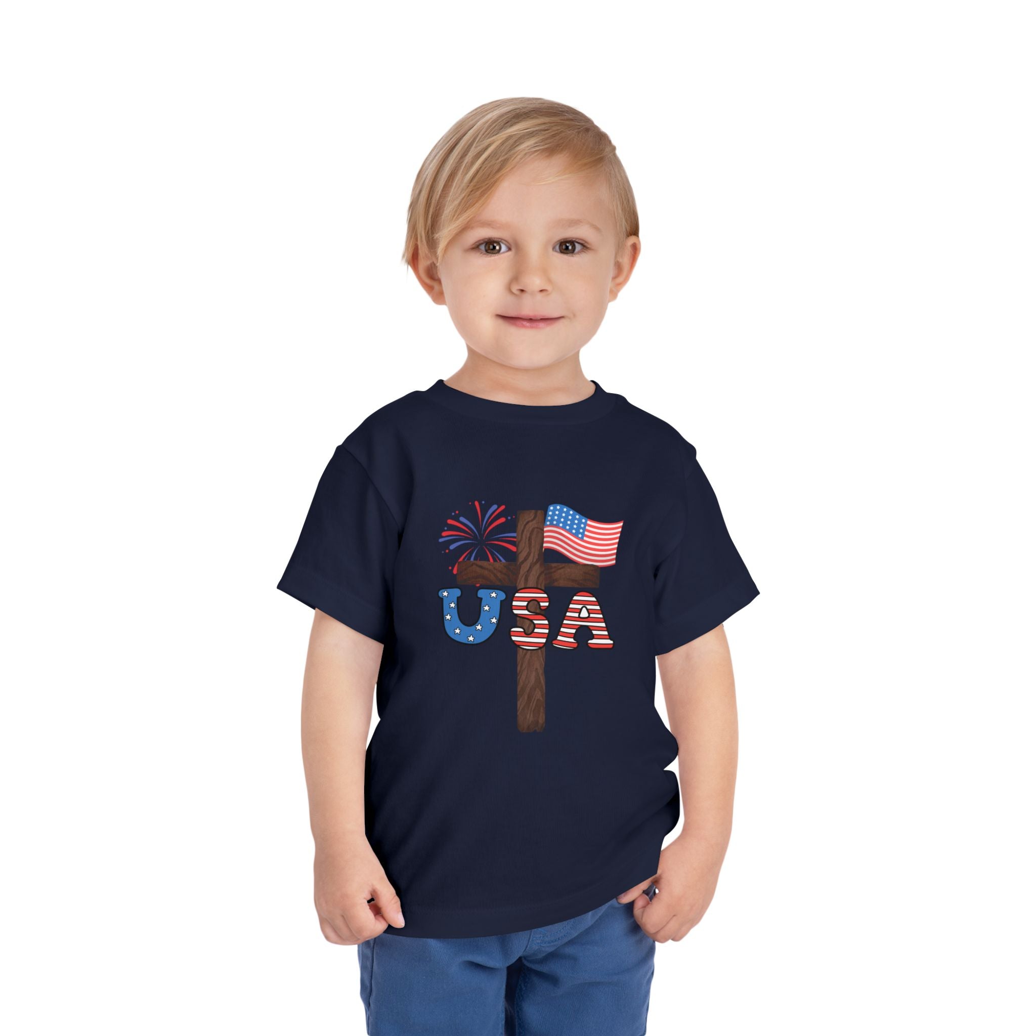 Toddler Tee — USA Cross Flag Patriotic 4th of July Shirt