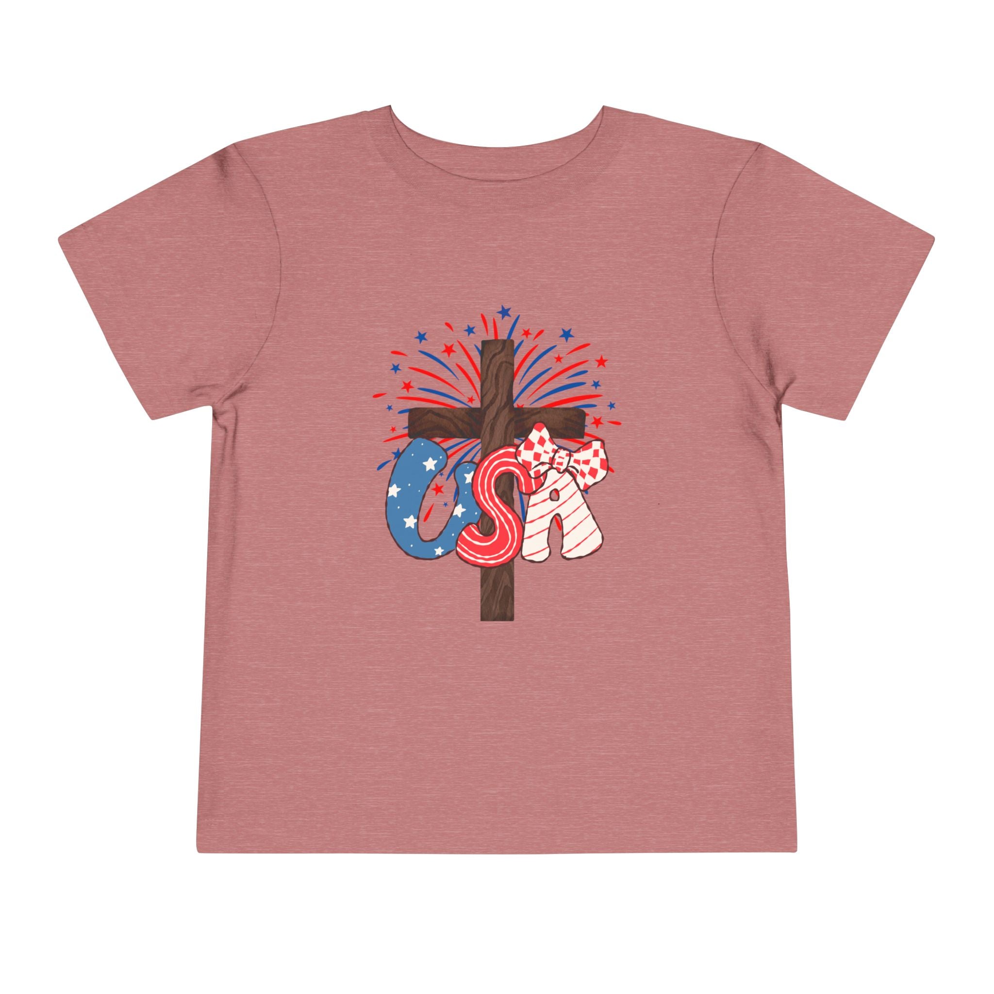 Toddler Tee - Patriotic Jesus Cross Fourth of July Kids Shirt