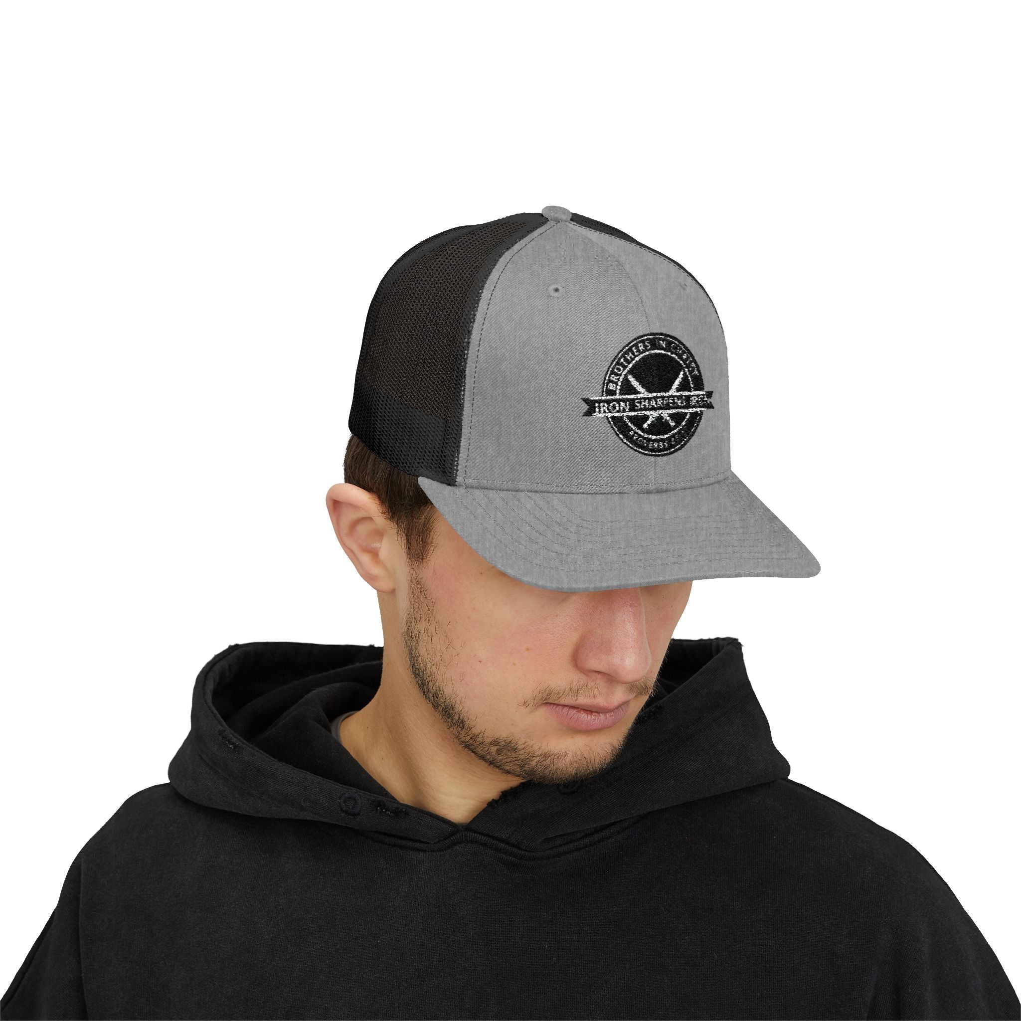 Iron Sharpens Iron Snapback Trucker Cap | Distressed Logo Patch