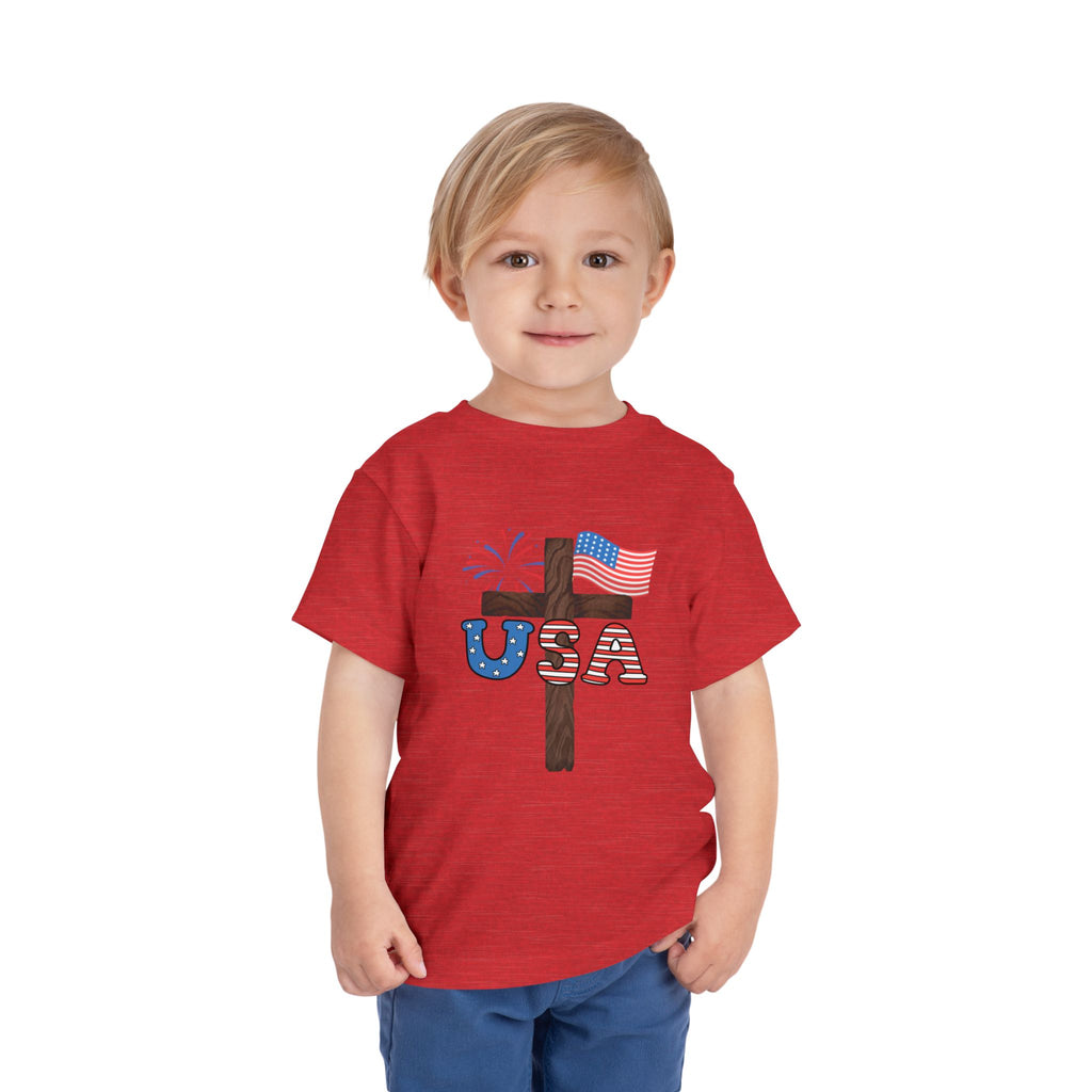 Toddler Tee — USA Cross Flag Patriotic 4th of July Shirt