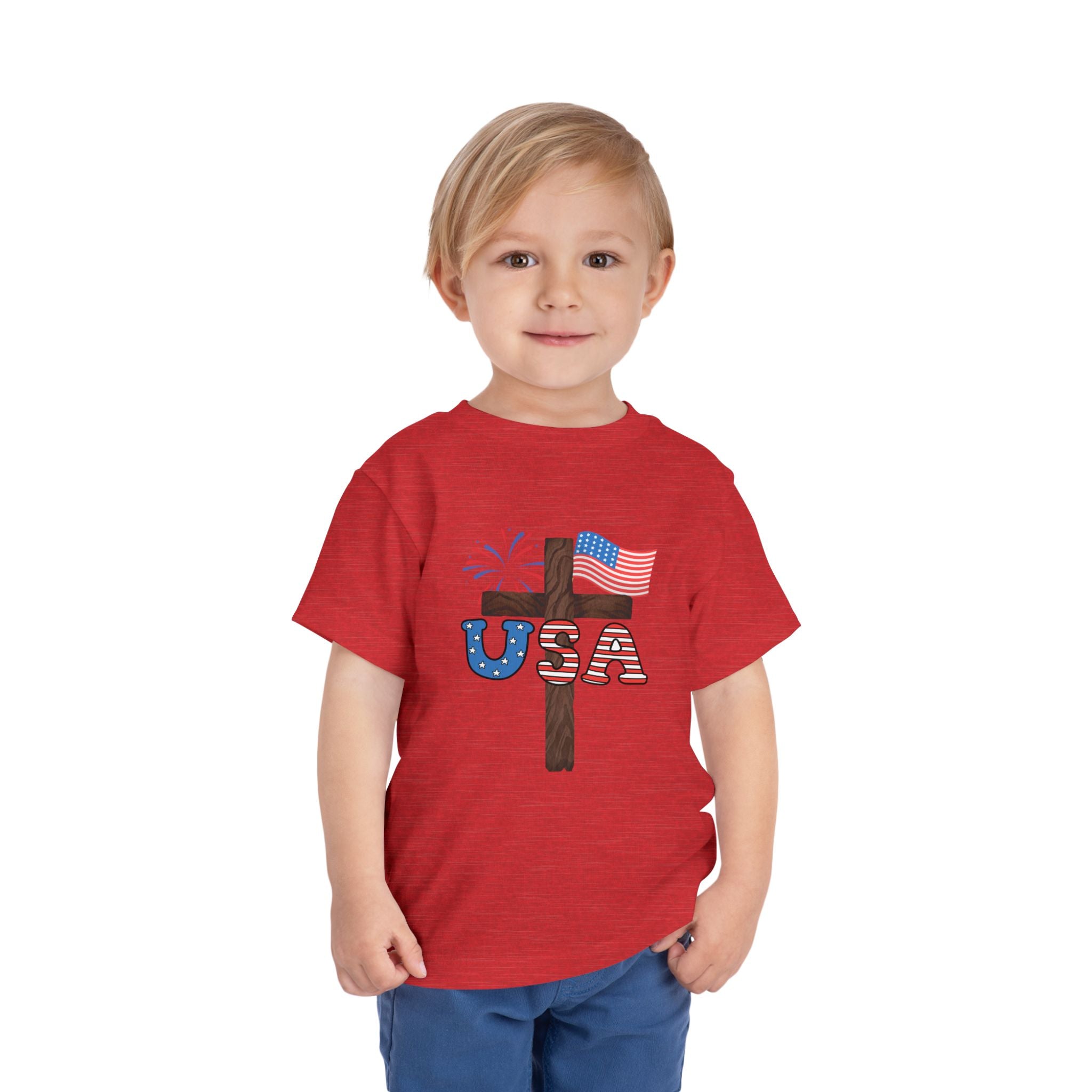 Toddler Tee — USA Cross Flag Patriotic 4th of July Shirt