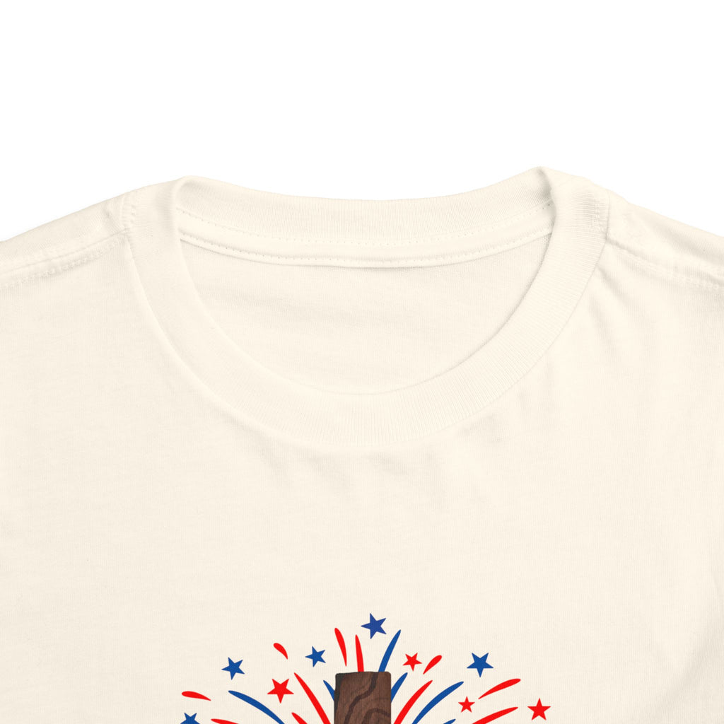 Toddler Tee - Patriotic Jesus Cross Fourth of July Kids Shirt