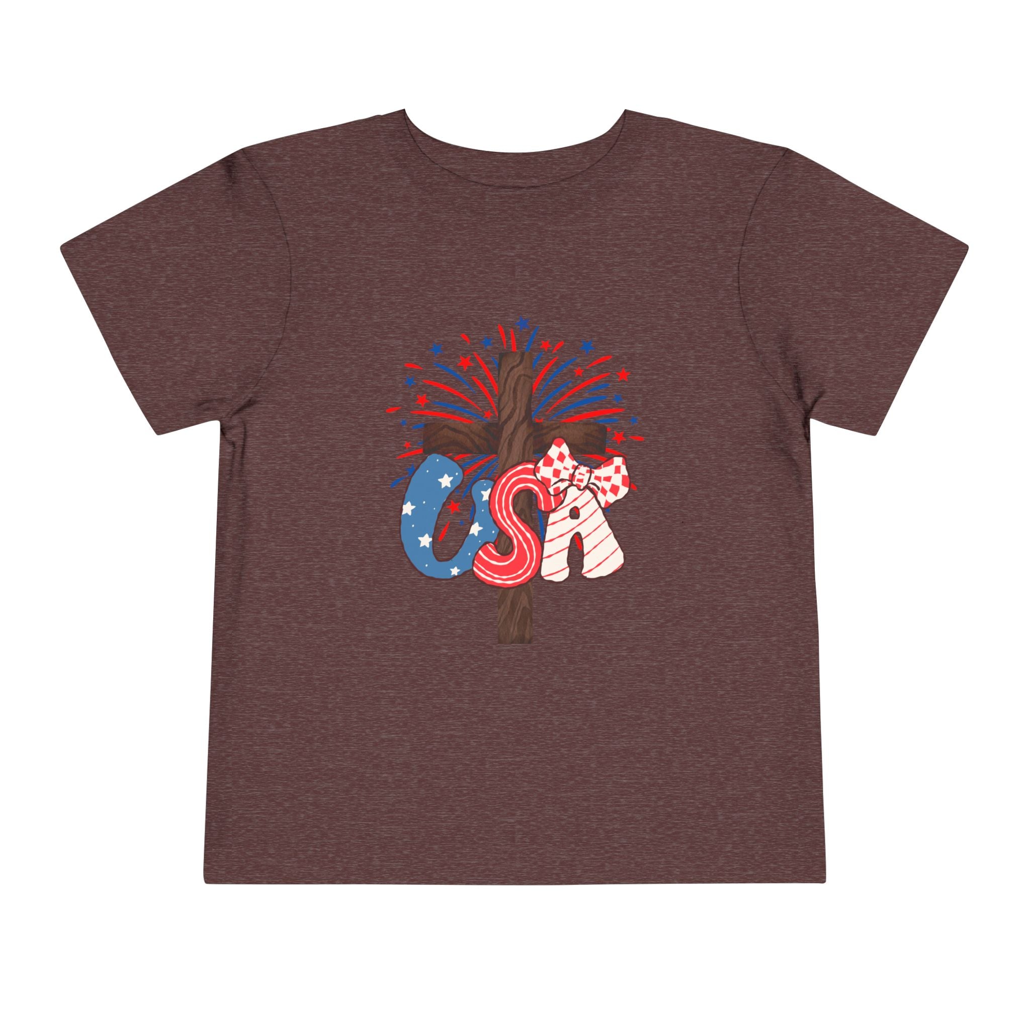 Toddler Tee - Patriotic Jesus Cross Fourth of July Kids Shirt