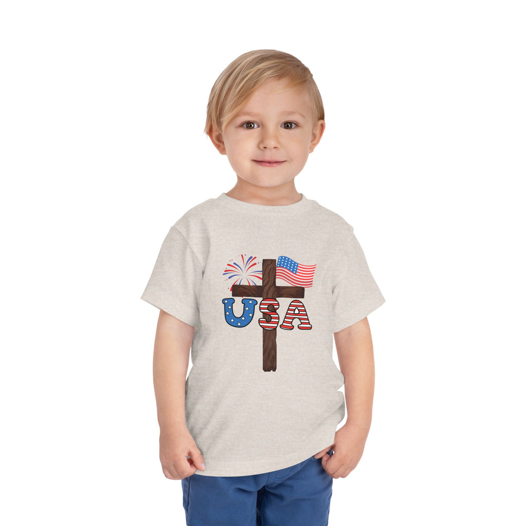 Toddler Tee — USA Cross Flag Patriotic 4th of July Shirt
