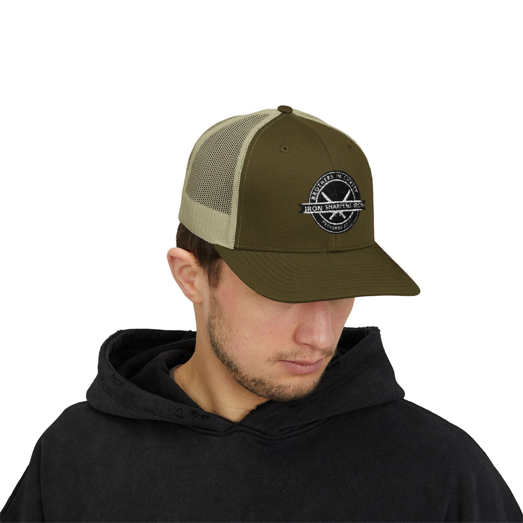 Iron Sharpens Iron Snapback Trucker Cap | Distressed Logo Patch