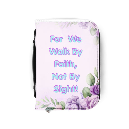 For We Walk By Faith Not By Sight Bible Cover | Floral Cross Scripture