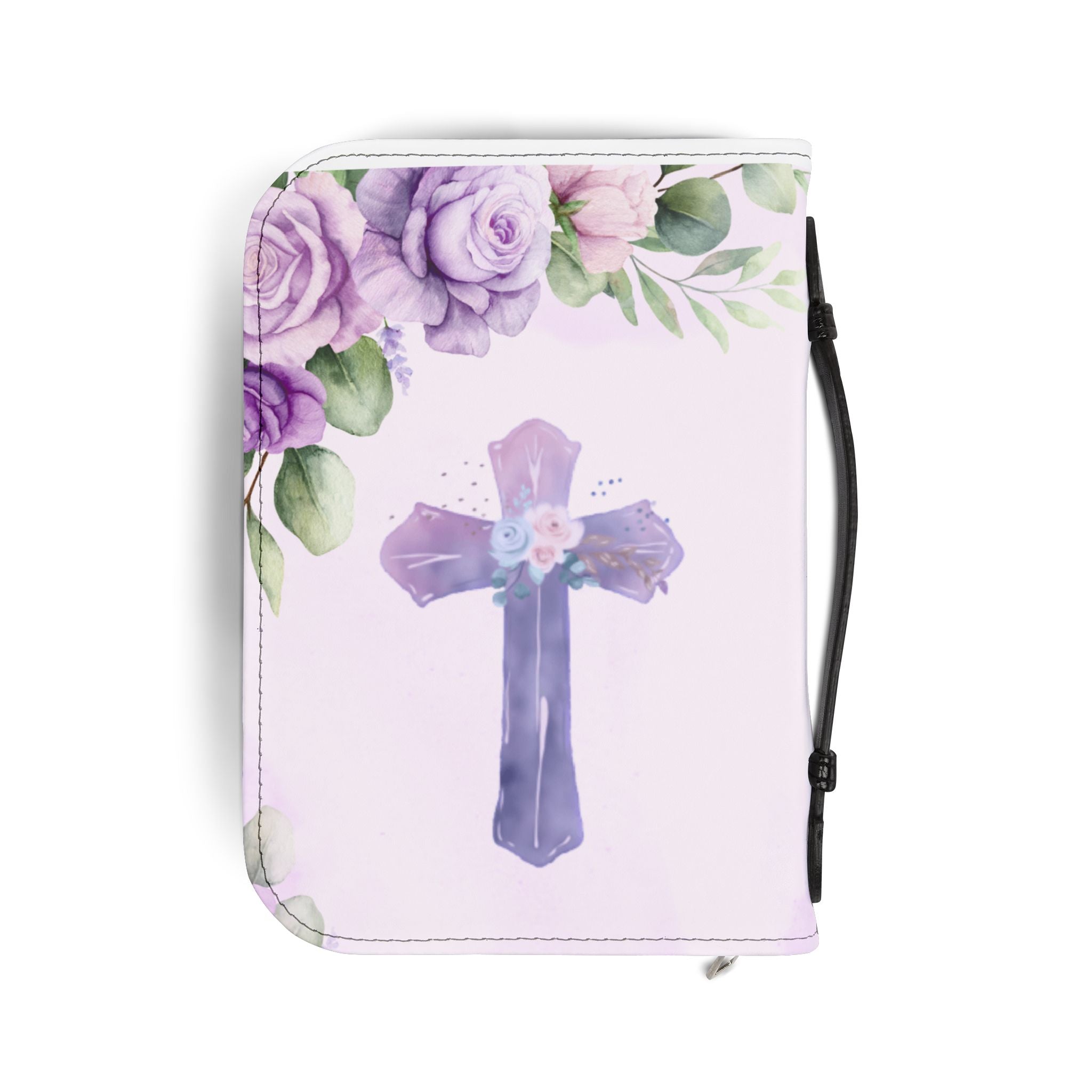 For We Walk By Faith Not By Sight Bible Cover | Floral Cross Scripture
