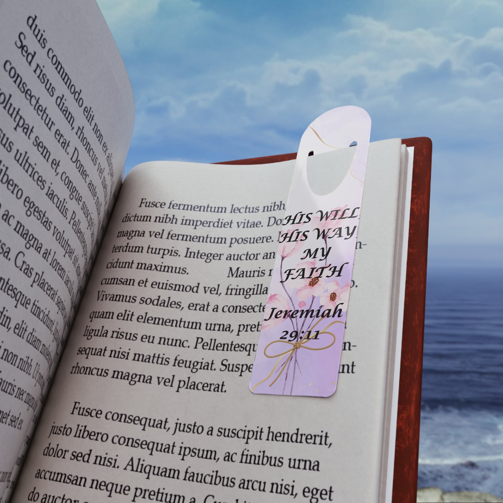 His Will His Way My Faith Jeremiah 29:11 Bookmark | Floral Scripture Metal Bookmark