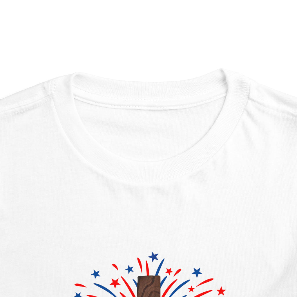 Toddler Tee - Patriotic Jesus Cross Fourth of July Kids Shirt