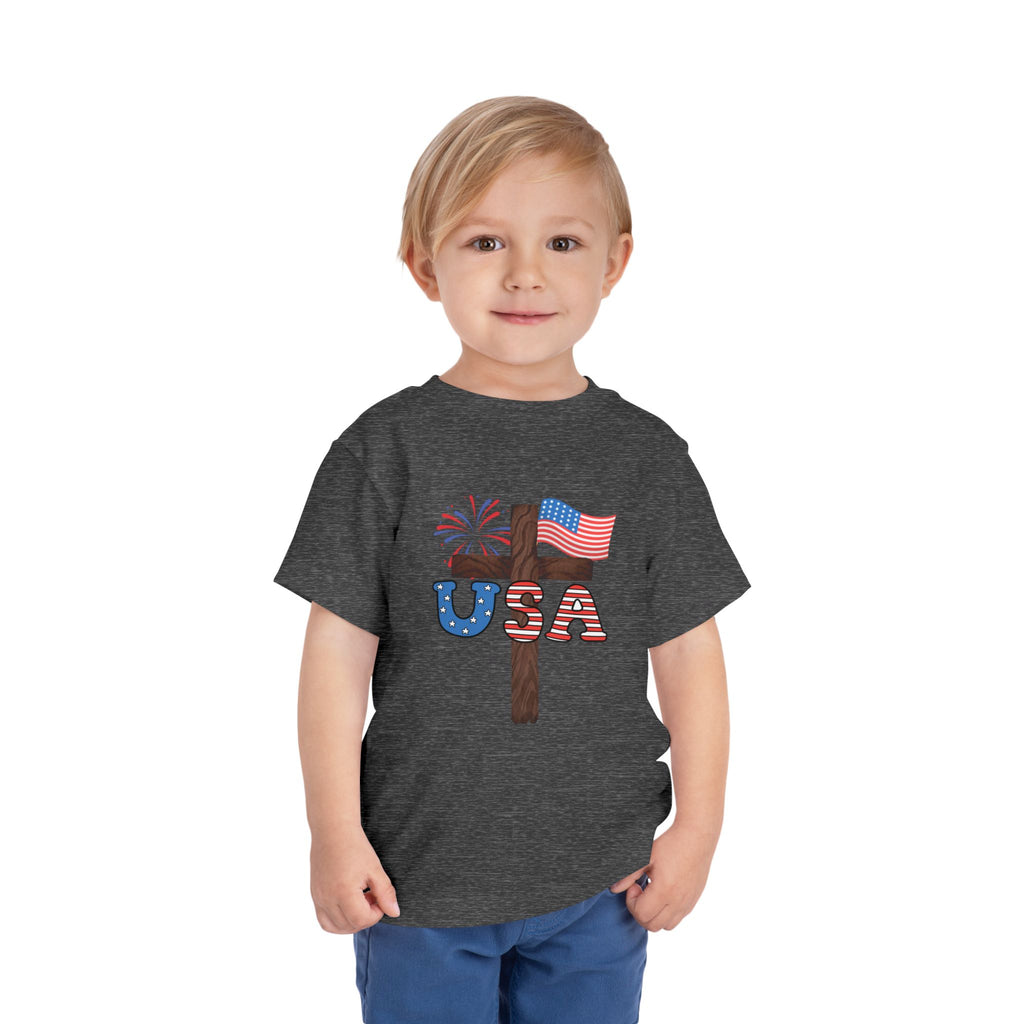 Toddler Tee — USA Cross Flag Patriotic 4th of July Shirt