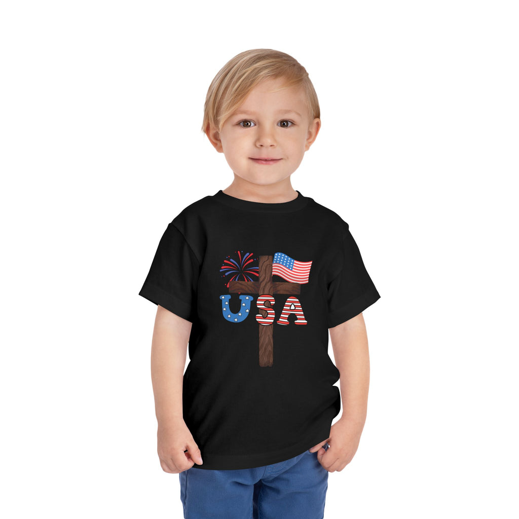 Toddler Tee — USA Cross Flag Patriotic 4th of July Shirt