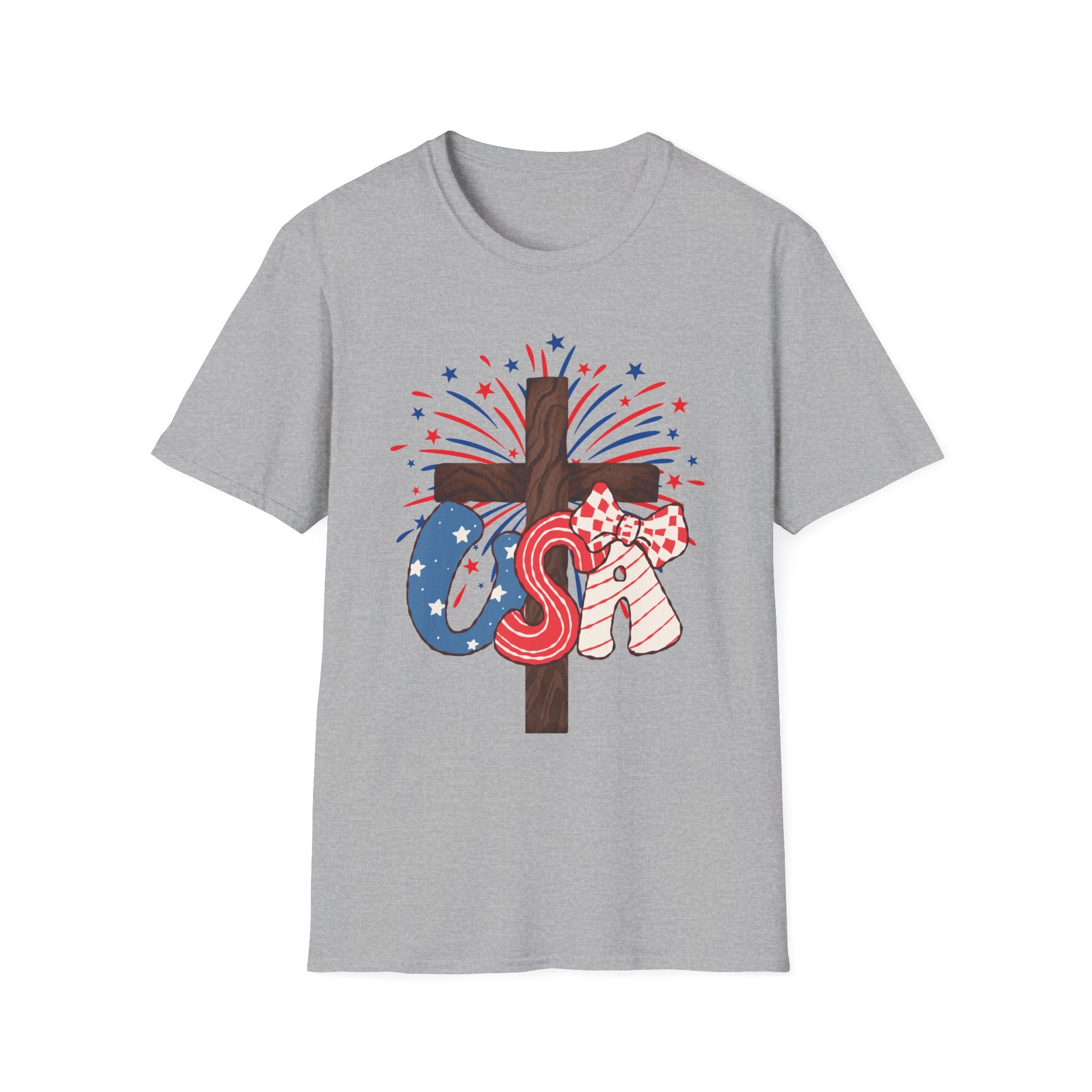 Patriotic Cross T-Shirt – God Bless America 4th of July Tee