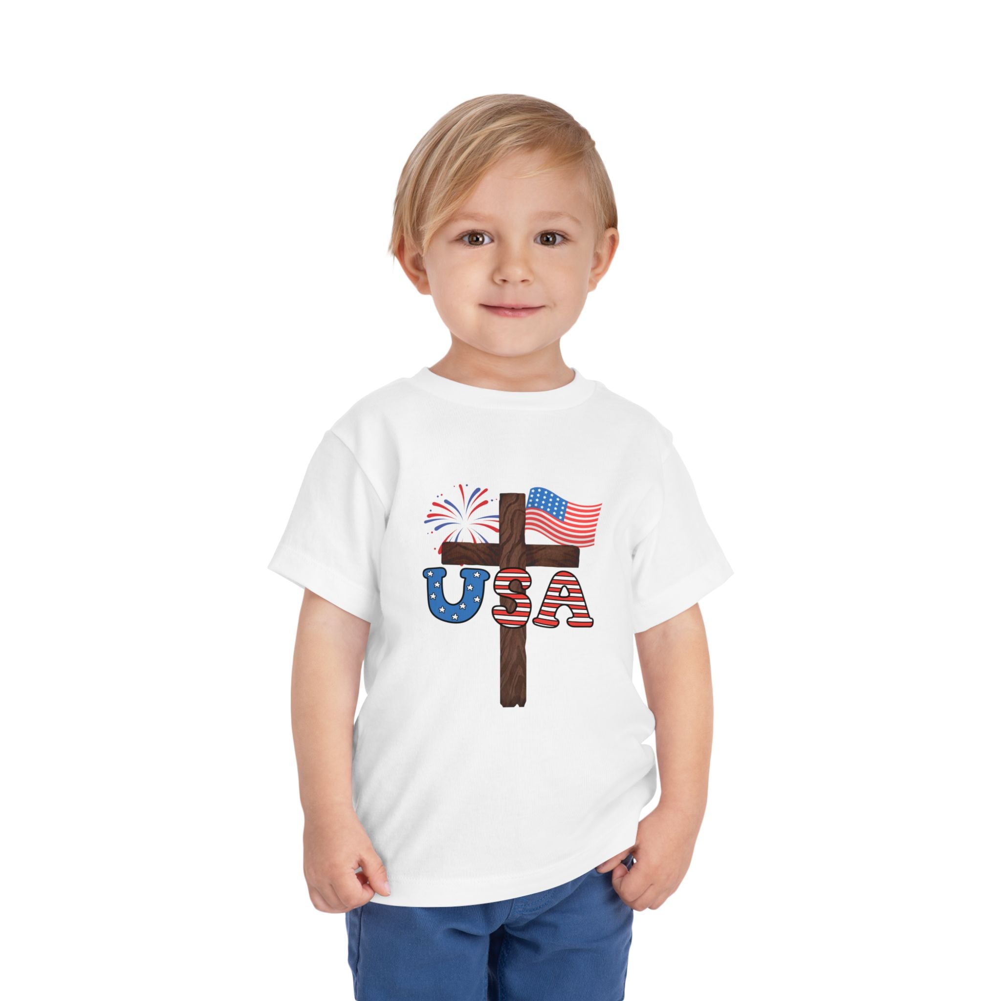 Toddler Tee — USA Cross Flag Patriotic 4th of July Shirt