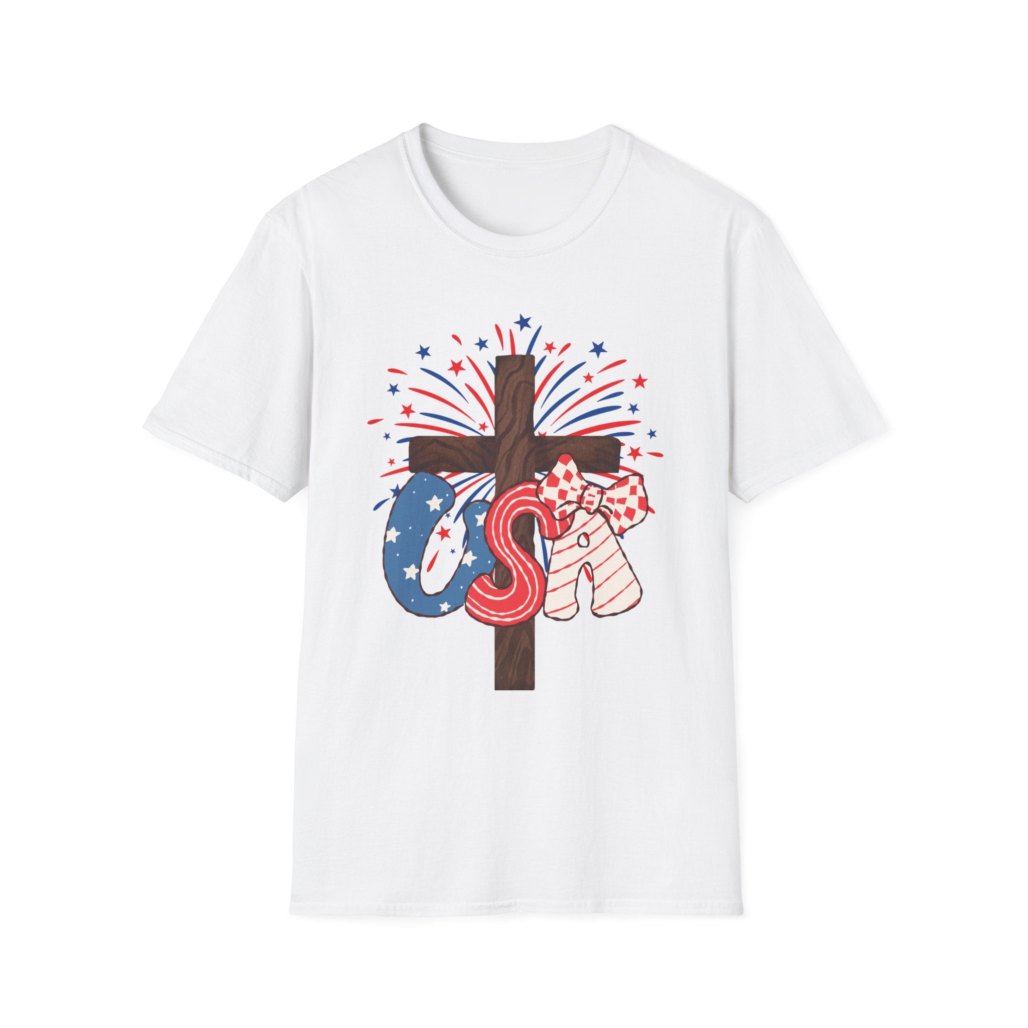 Patriotic Cross T-Shirt – God Bless America 4th of July Tee