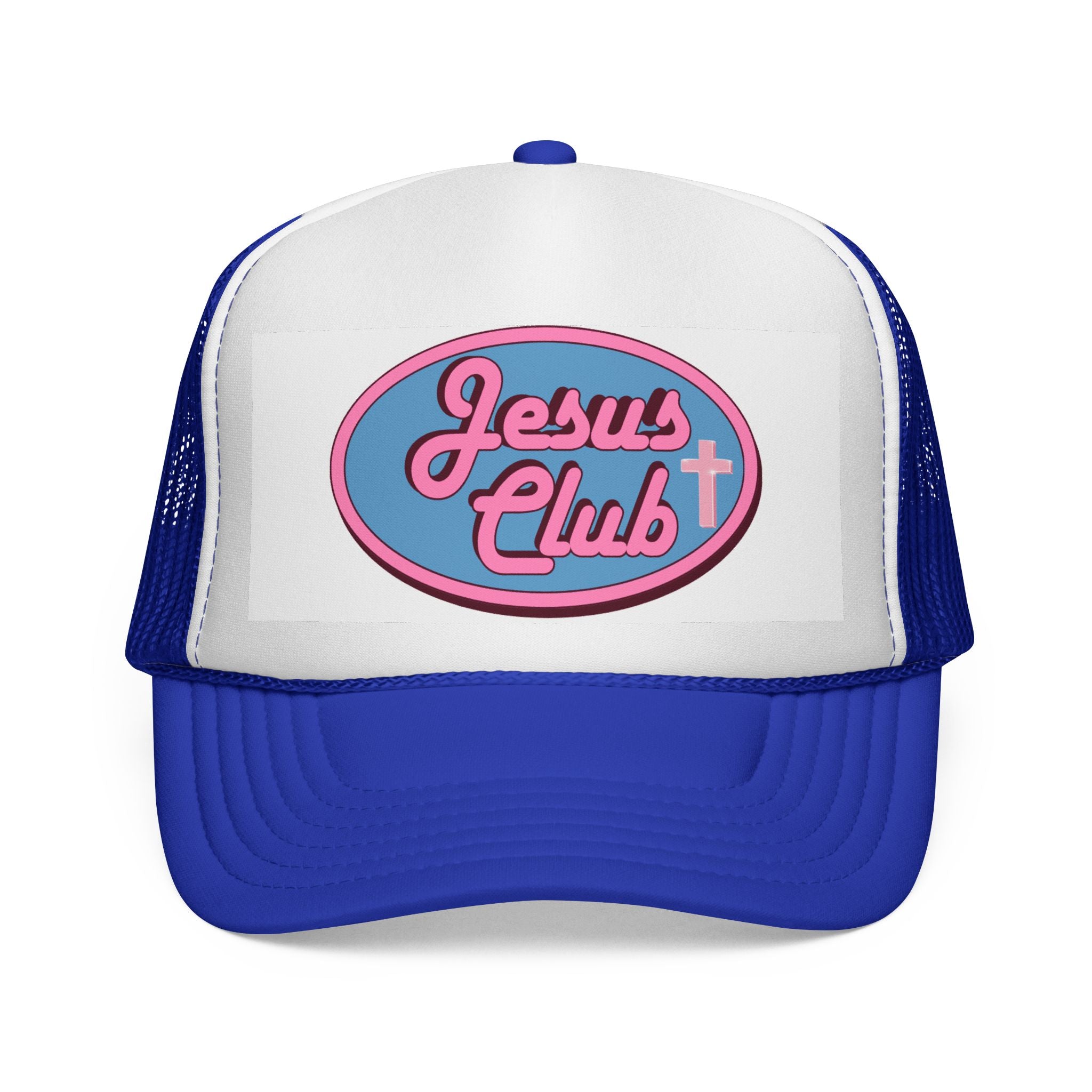 Jesus Club Trucker Cap | Retro Script Cross Patch