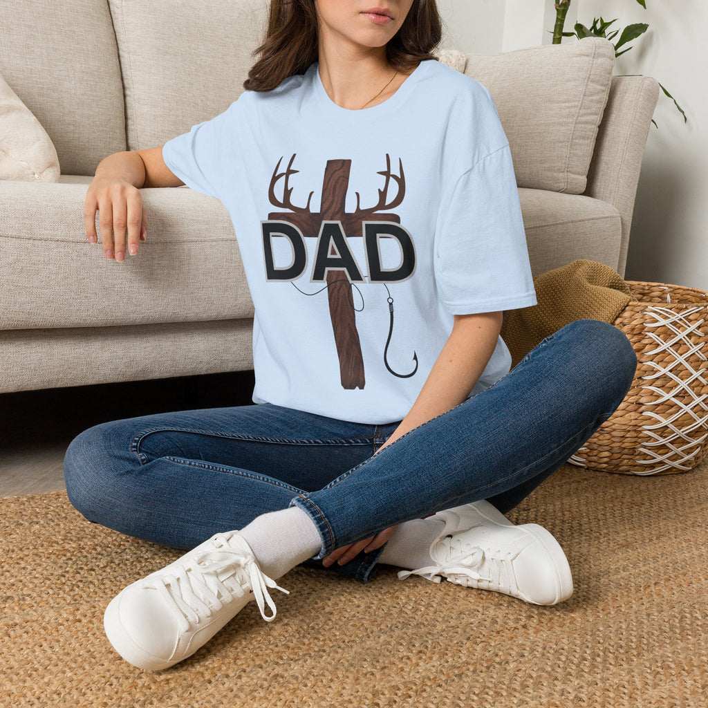 Dad Cross Antler T-Shirt — Rustic Christian Father’s Day Tee