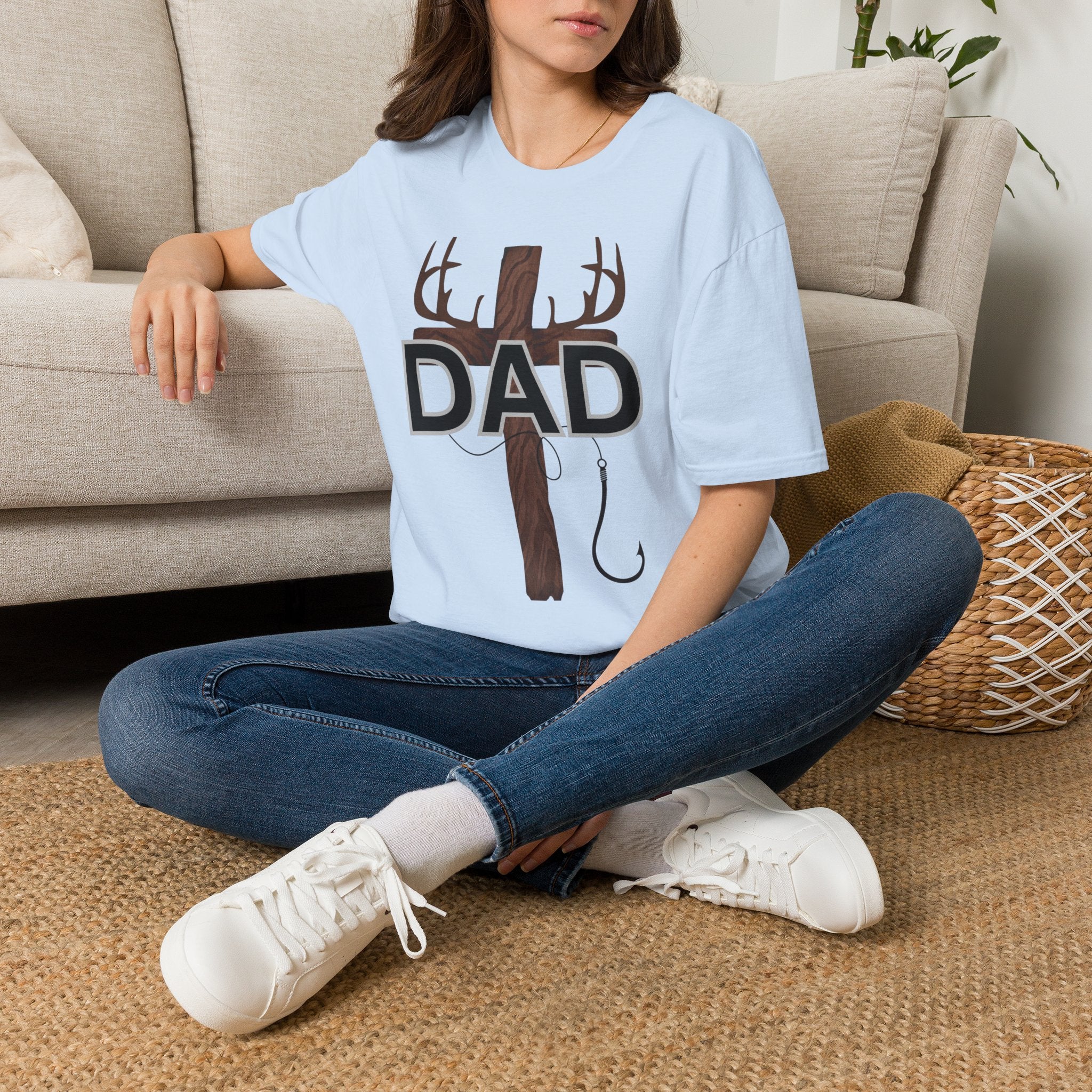 Dad Cross Antler T-Shirt — Rustic Christian Father’s Day Tee