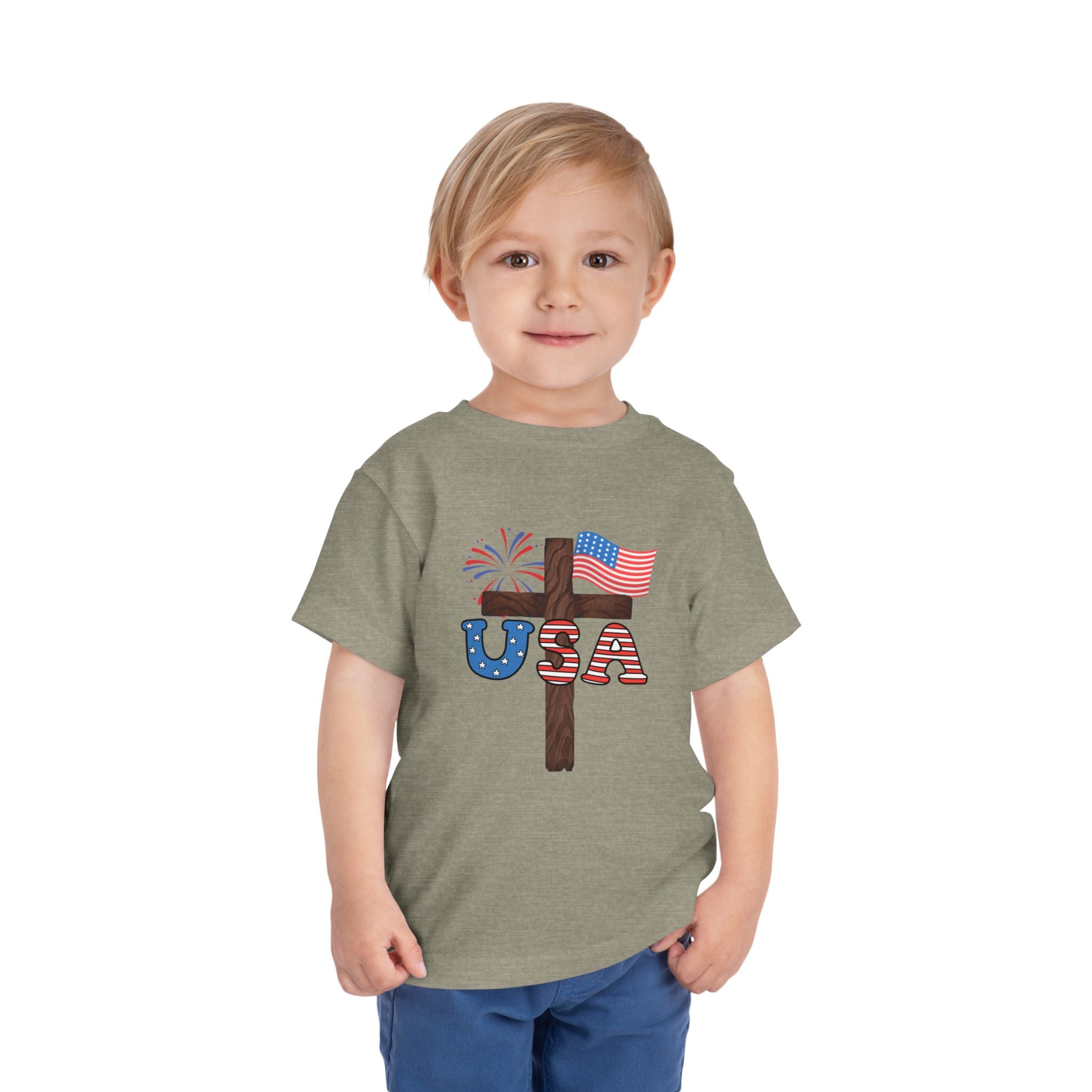 Toddler Tee — USA Cross Flag Patriotic 4th of July Shirt