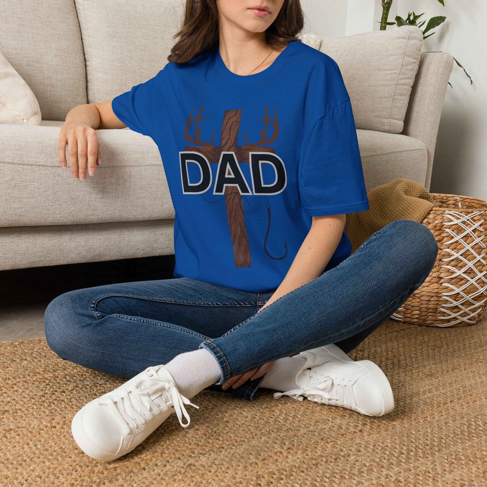 Dad Cross Antler T-Shirt — Rustic Christian Father’s Day Tee