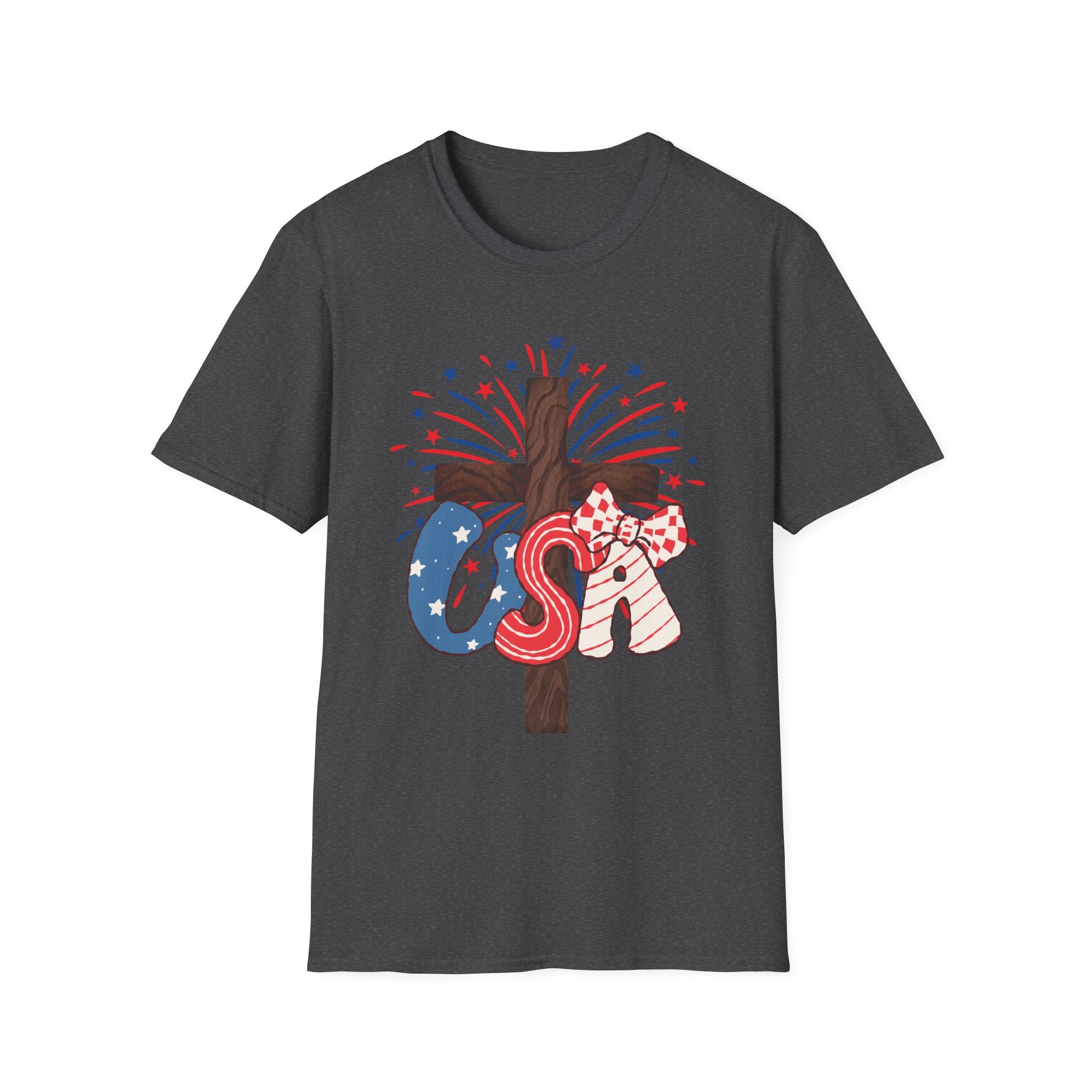 Patriotic Cross T-Shirt – God Bless America 4th of July Tee