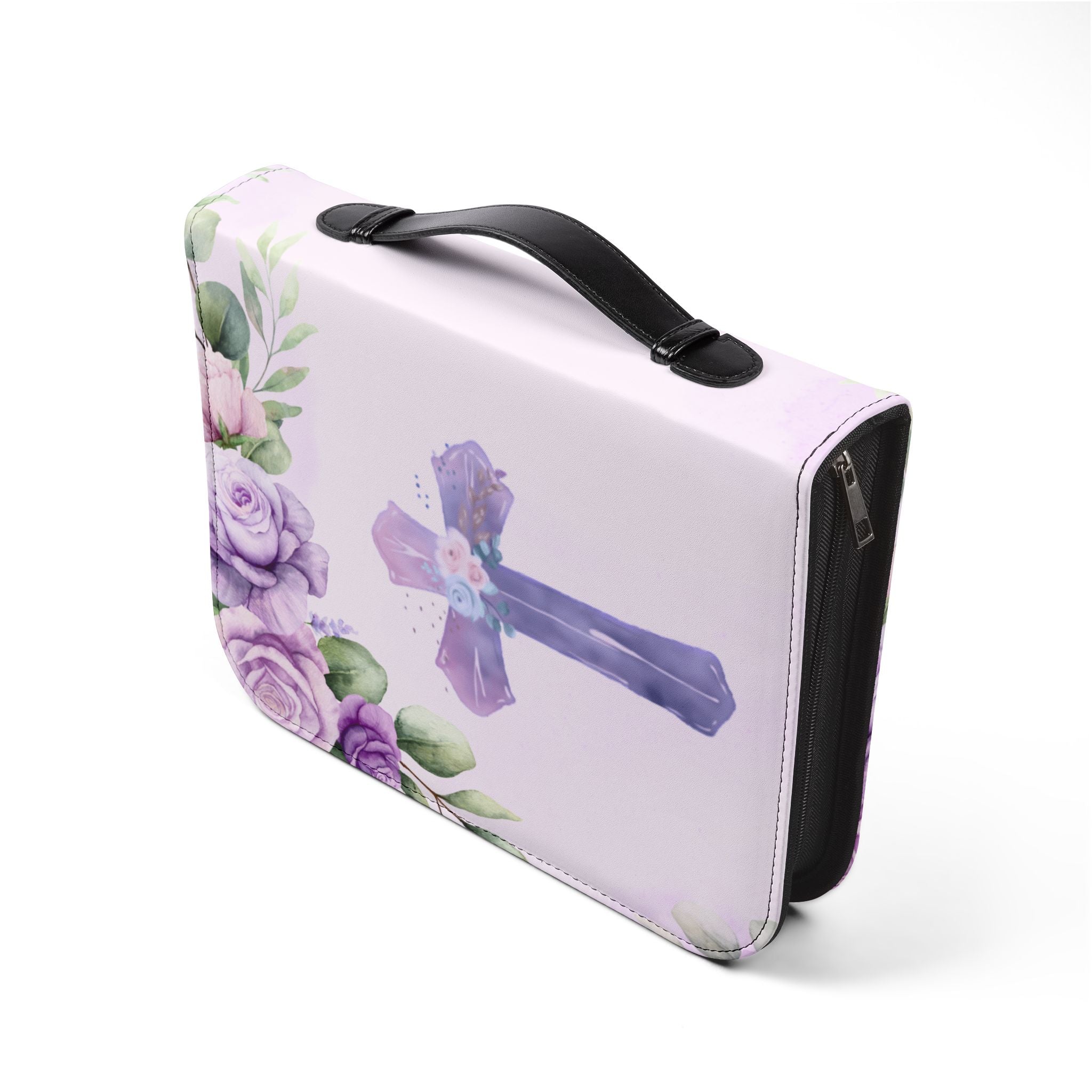For We Walk By Faith Not By Sight Bible Cover | Floral Cross Scripture