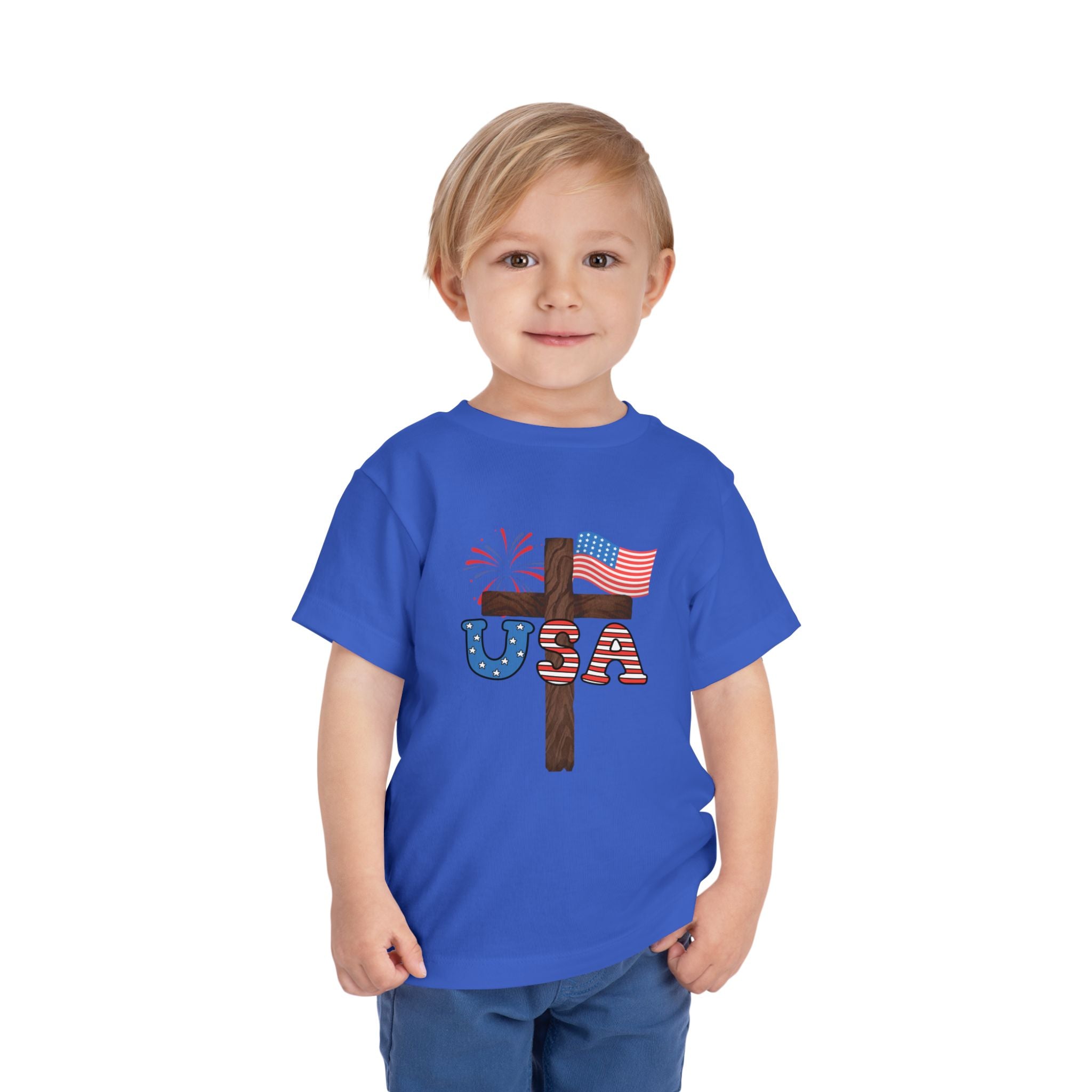 Toddler Tee — USA Cross Flag Patriotic 4th of July Shirt
