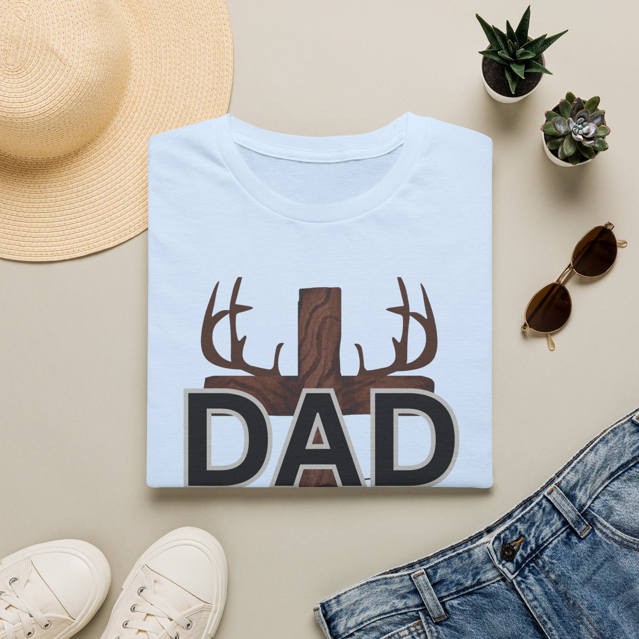 Dad Cross Antler T-Shirt — Rustic Christian Father’s Day Tee