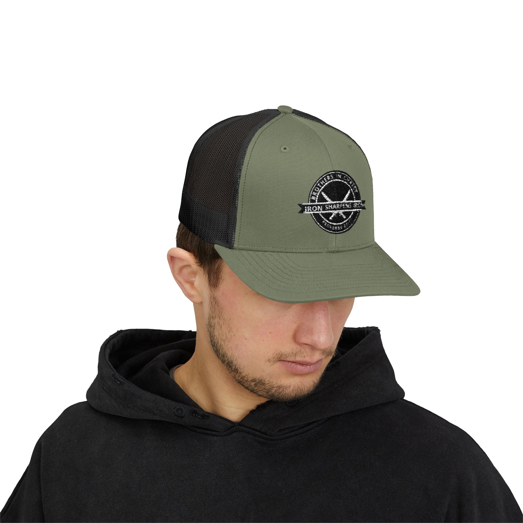 Iron Sharpens Iron Snapback Trucker Cap | Distressed Logo Patch