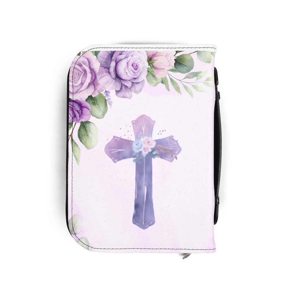 For We Walk By Faith Not By Sight Bible Cover | Floral Cross Scripture